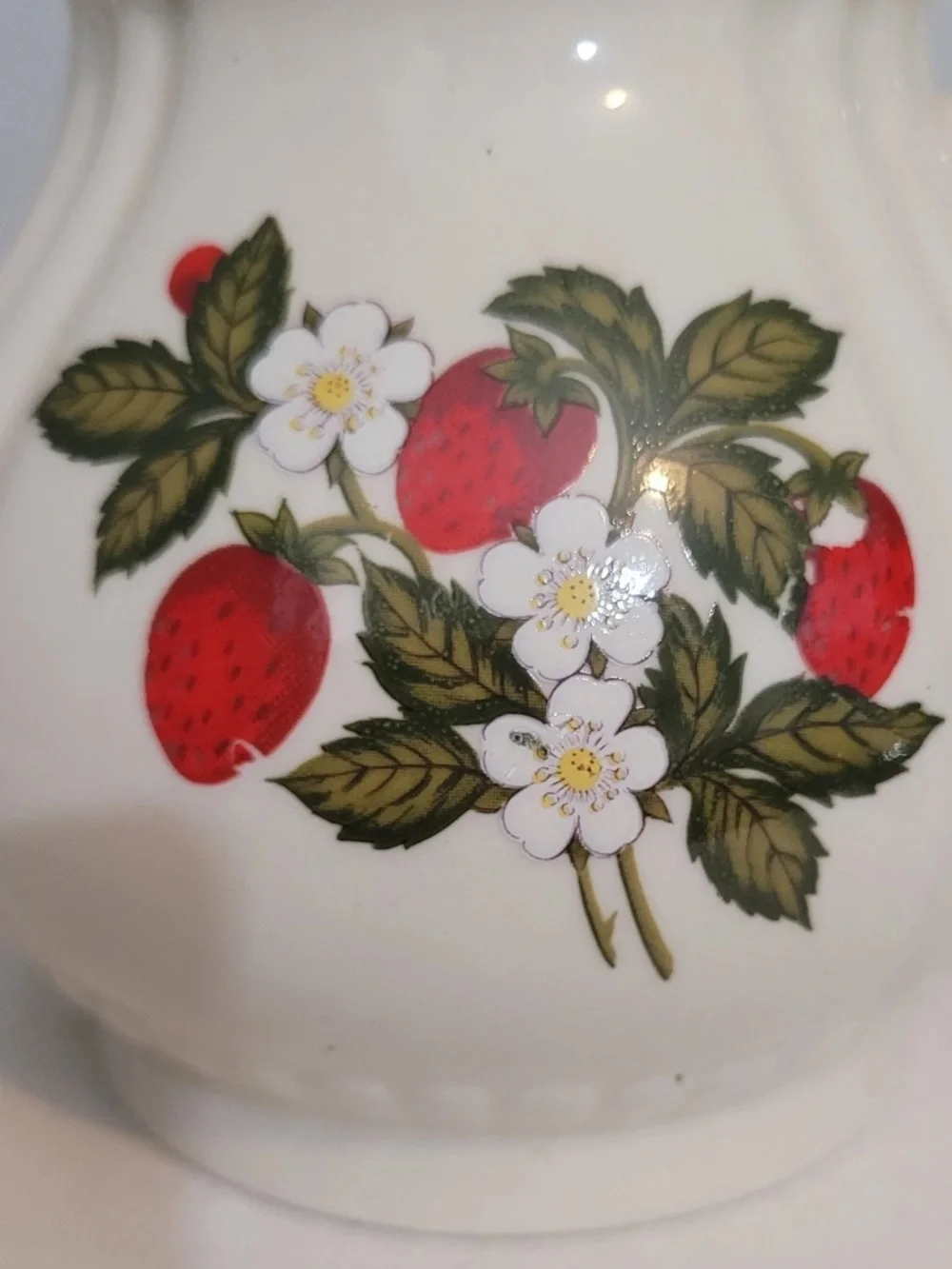 Strawberry Floral Ceramic Teapot With Lid White Small Cottagecore